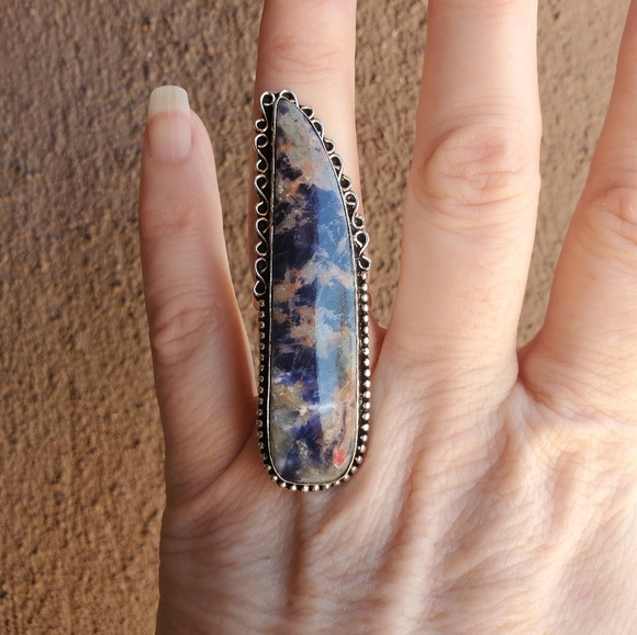 New Huge Sodalite 925 Silver Statement Ring. - Picture 2 of 16